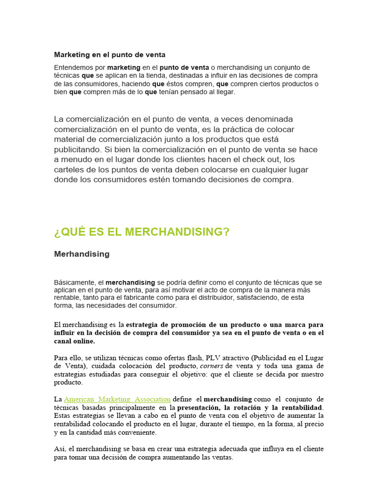 Marketing en El Punto de Venta y Merchandising | PDF | Marketing ...