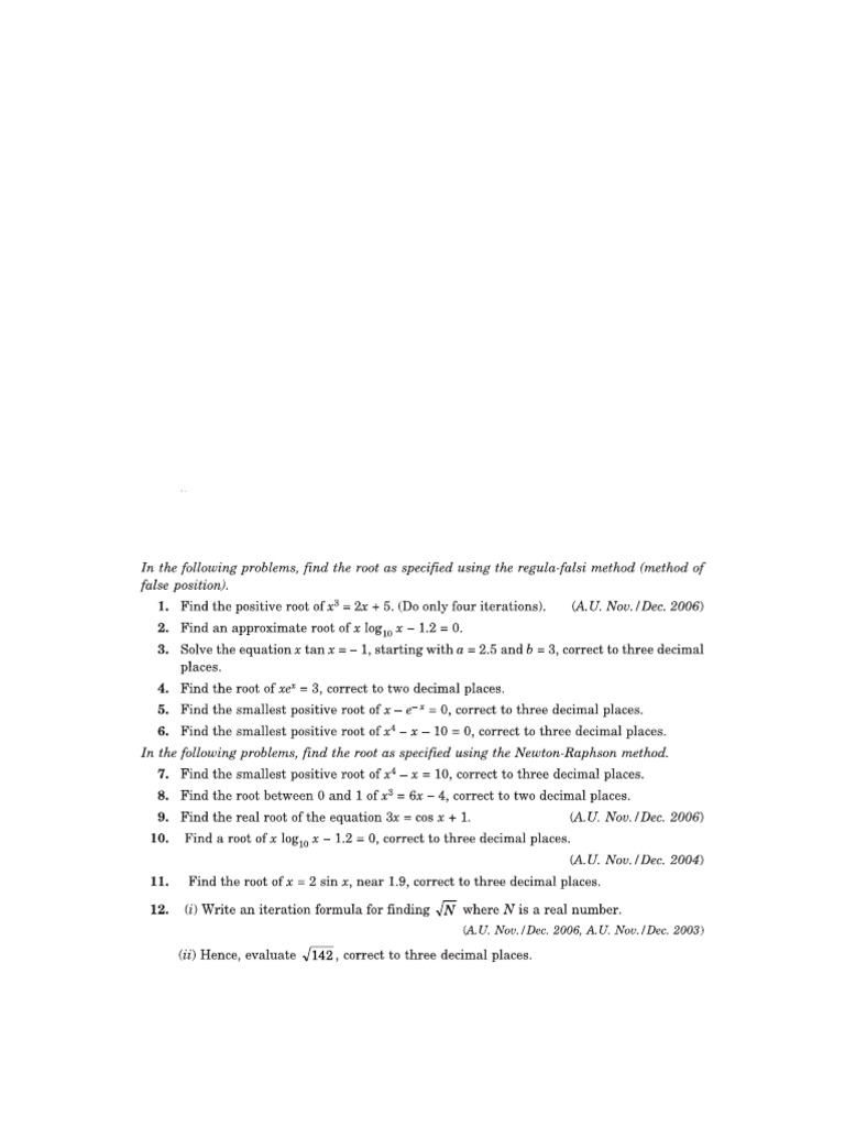 Practice Question For Nonlinear Equations | PDF