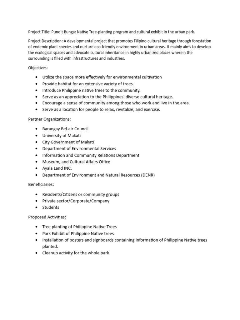 Puno’t Bunga: Urban Tree Planting Project | PDF | Makati ...