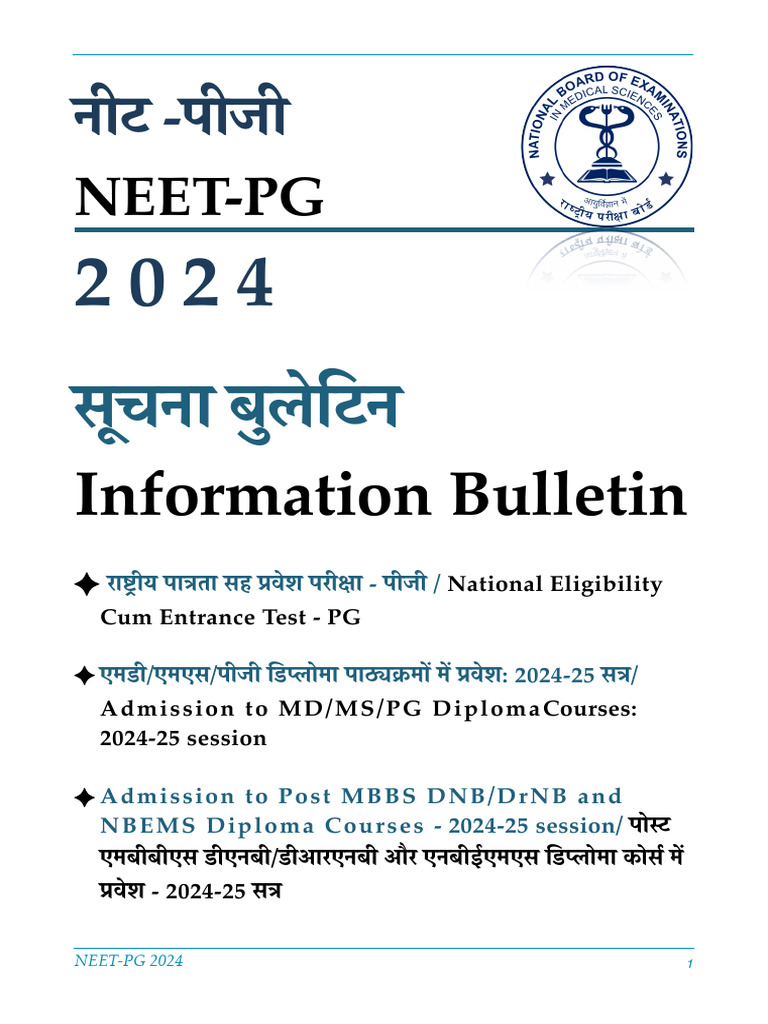 Neet-Pg: Information Bulletin | PDF