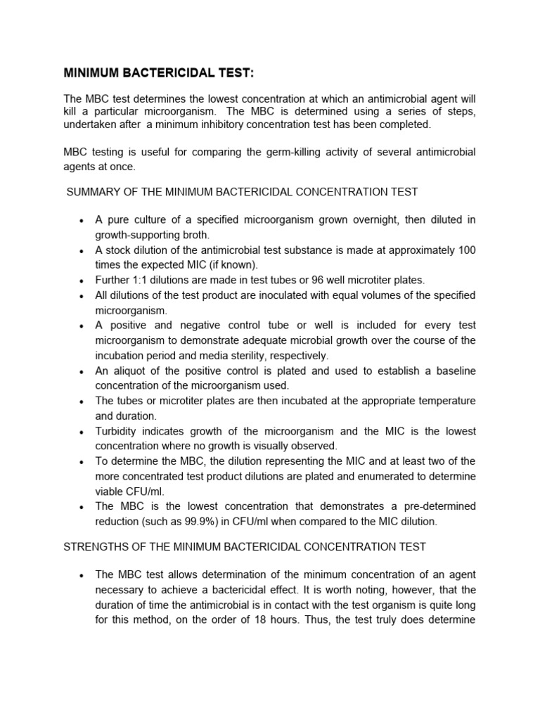 Bactericidal Test | PDF | Biology | Microbiology