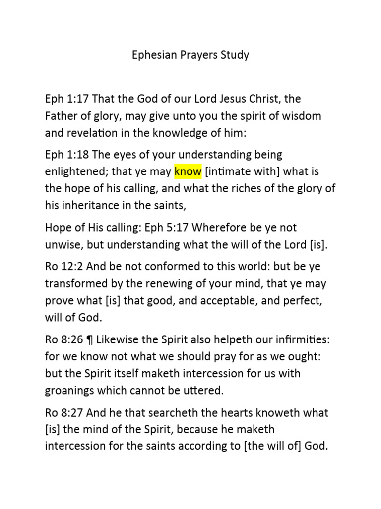 Ephesian Prayers Study | PDF | Glory (Religion) | Jesus