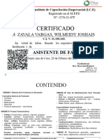 Certificado de Wilmeidy Zavala