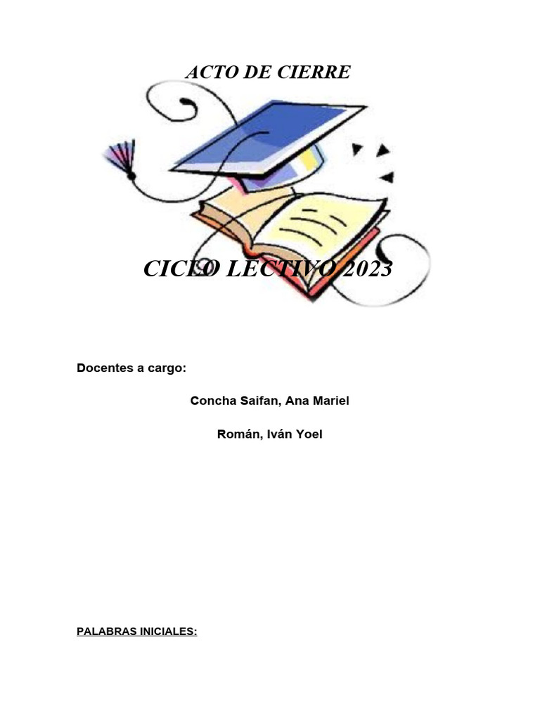 Acto de Cierre Ciclo Lectivo 2023 | PDF | Maestros | Escuelas