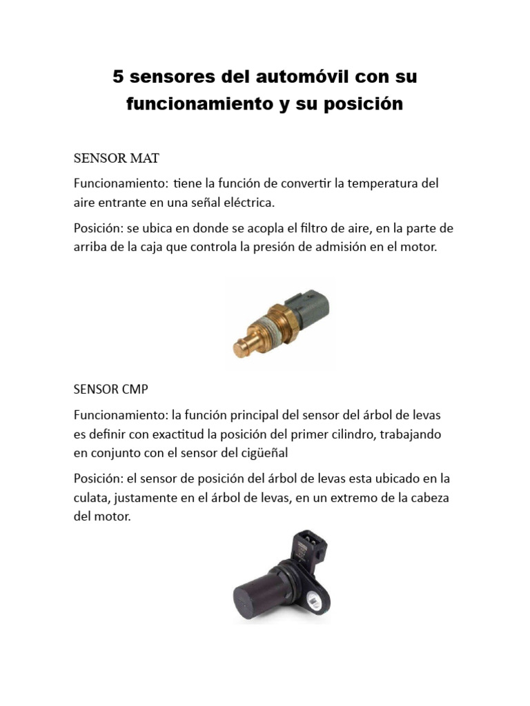 Sensores de automóvil: funciones y ubicaciones | PDF | Tecnología