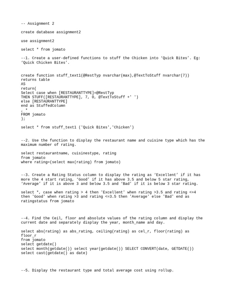 SQL Database Assignment Overview | PDF
