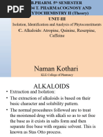 C Alkaloids Atropine Quinine Reserpine Caffeine