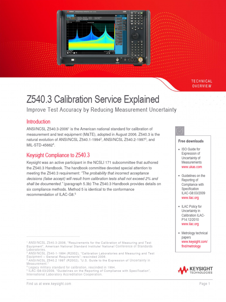 Z540.3 Calibration Service Overview | PDF | Calibration | Metrology