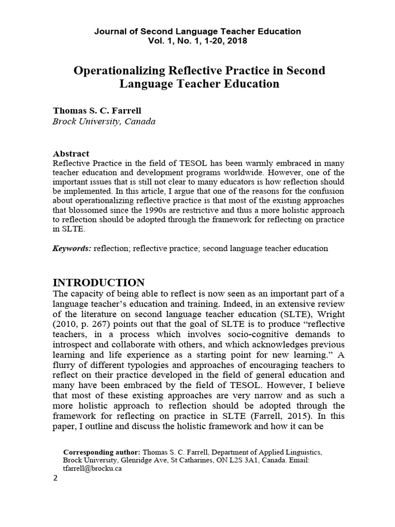 4.FARREL-Operationalizing Reflective Practice in Second Language ...
