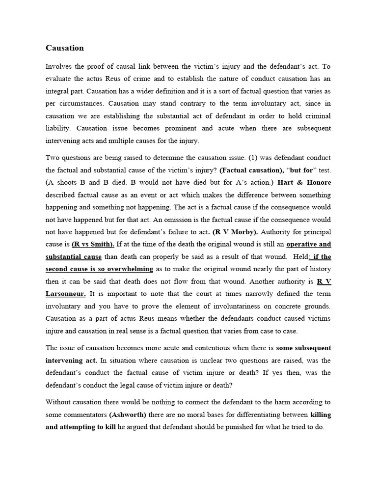Understanding Causation in Criminal Law | PDF | Causation (Law ...