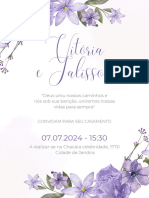 Convite para Casamento Elegante Floral Lilás