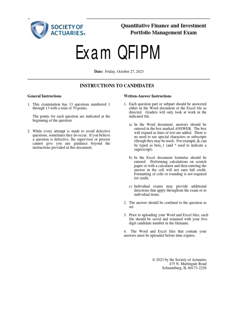 Fall 2023 qfipm exam pdf commercial mortgage backed security