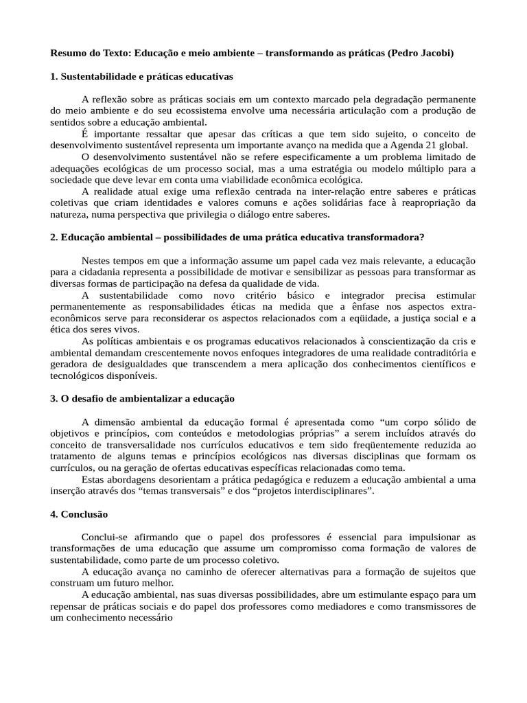 Educação Ambiental e Agenda 21 | PDF | Sustentabilidade | Ambiente natural
