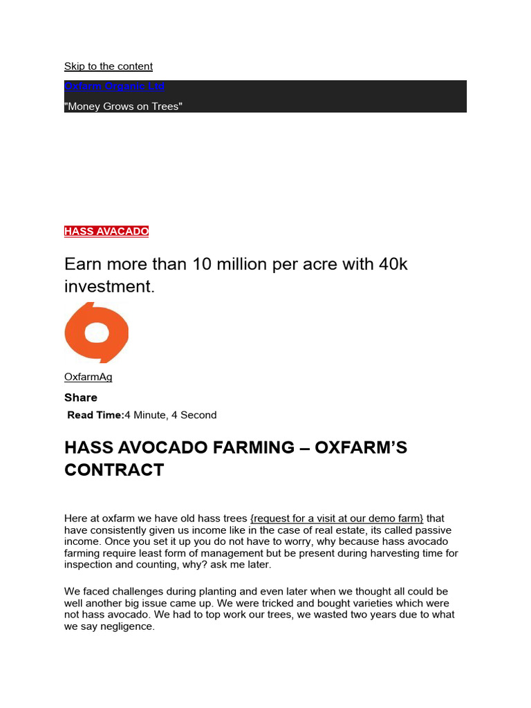 Hass Avocado Farming Profit Insights | PDF | Avocado | Agriculture