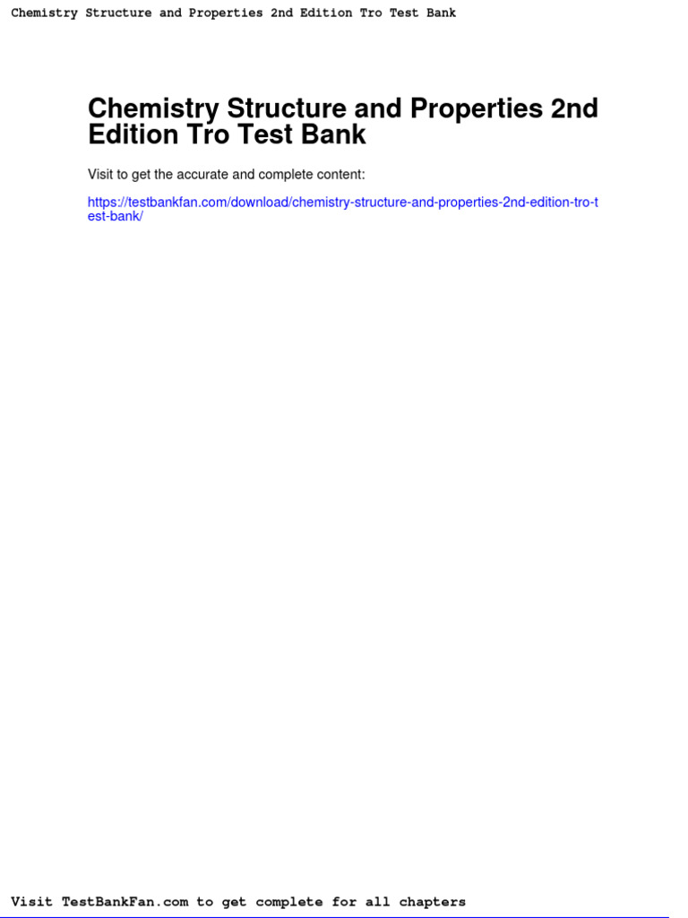 Chemistry Structure and Properties 2Nd Edition Tro Test Bank PDF | PDF ...