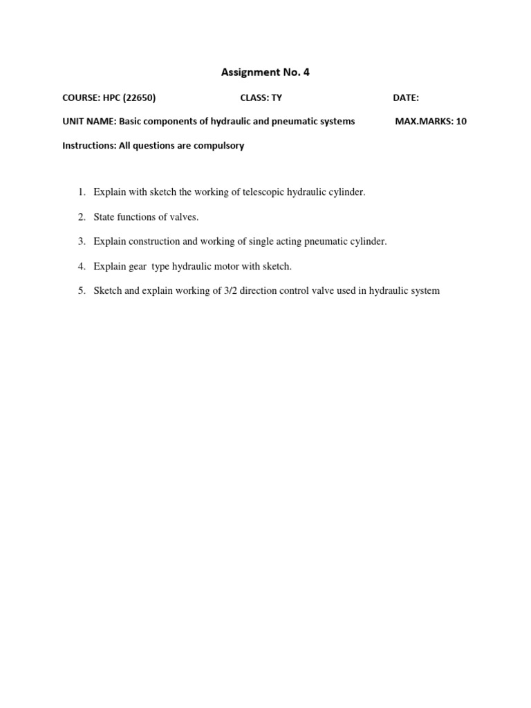 Hydraulic and Pneumatic Systems Assignment | PDF | Computers