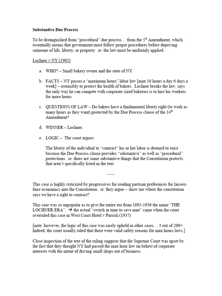 Substantive Due Process Cases Explained | PDF | Due Process Clause ...