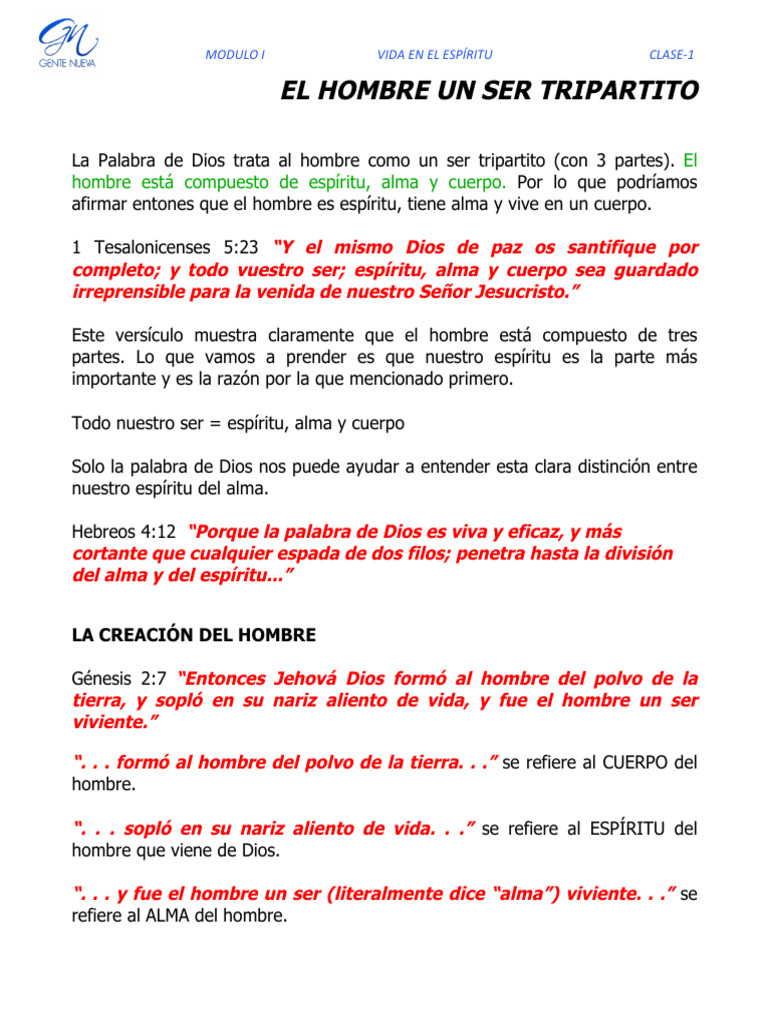 El Hombre como Ser Tripartito | PDF | Alma | Pecado