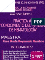 Práctica # 1 CONOCIMIENTO DEL MATERIAL DE HEMATOLOGIA