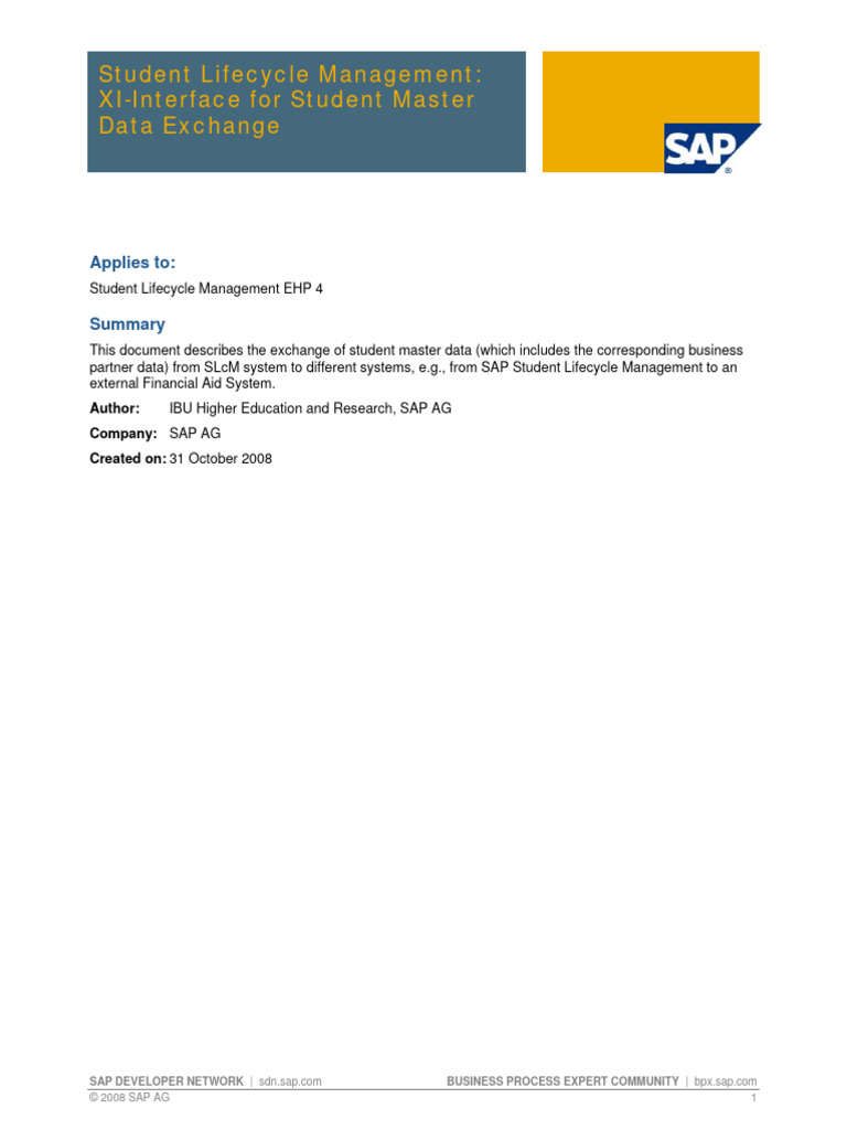 Student Master Data Exchange in SLcM | PDF | Enterprise Resource ...