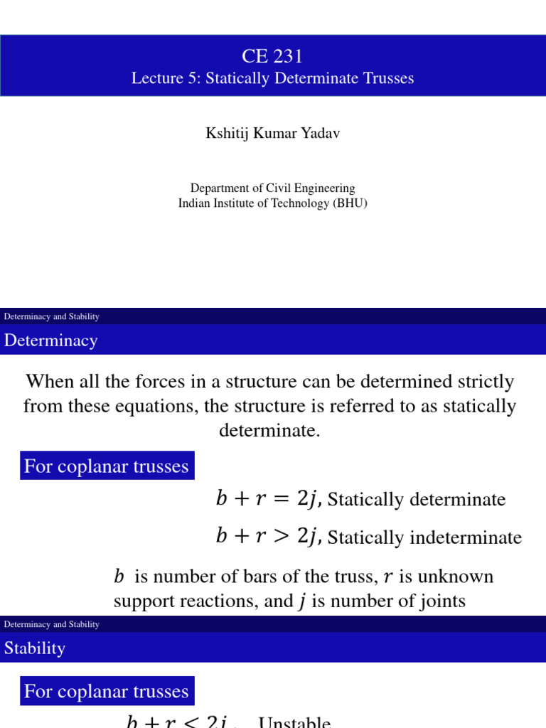 Structural Mechanics - 1 - Lecture5 | PDF | Truss | Applied And ...