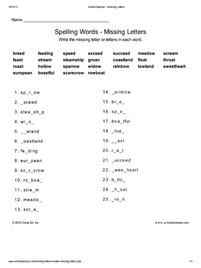 Lesson 3 long e long o missing pdf