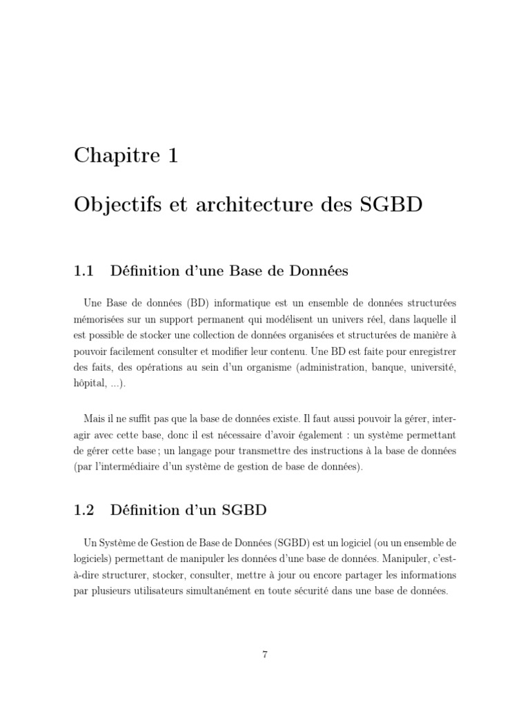 Définition et Objectifs des SGBD | PDF | Bases de données | Gestion des ...