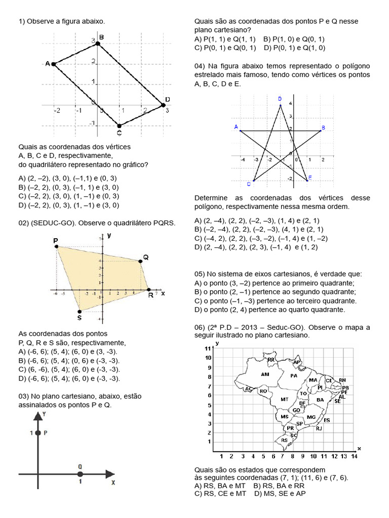 Exercícios de Polígonos no Plano Cartesiano | PDF | Sistema de ...