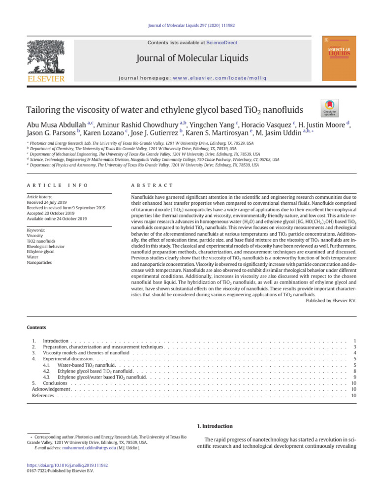 Nanofluid History TiO2 | PDF | Viscosity | Nanoparticle
