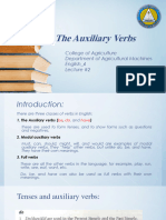 The Auxiliary Verbs: College of Agriculture Department of Agricultural Machines English - 4 Lecture #2