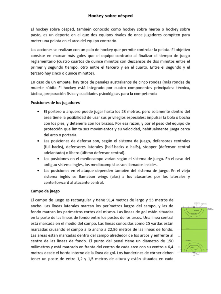 Reglas del hockey sobre césped | PDF | Reglas y regulaciones deportivas ...