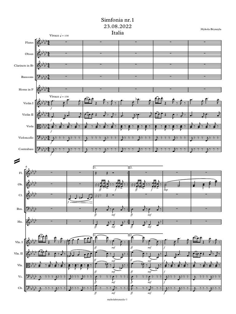 Symphony 1- 1 part Vivace - Полная партитура | PDF