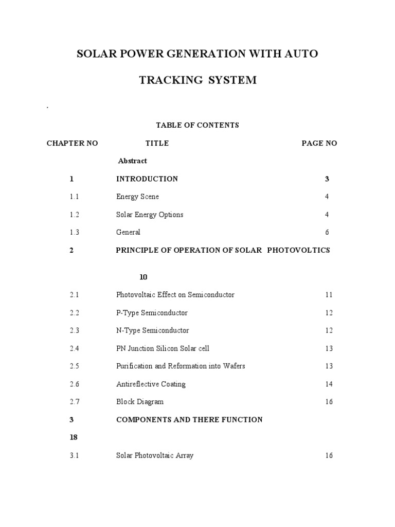 Solar Power Generation With Auto Tracking System | PDF | Rectifier ...