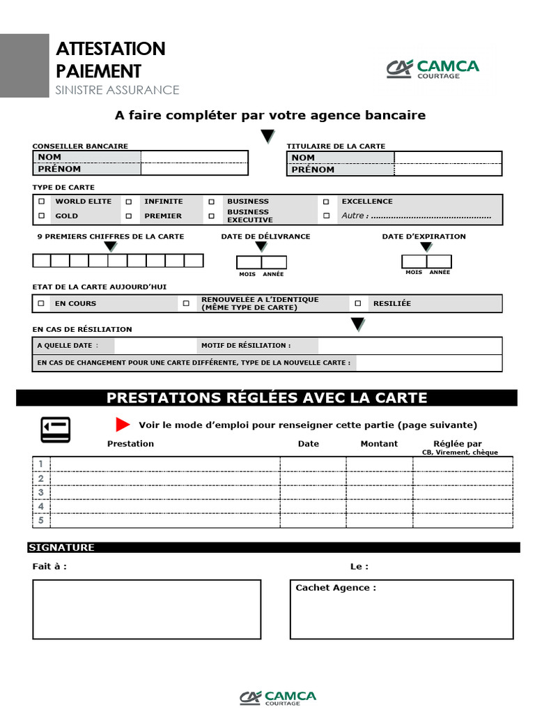 Attestation de Paiement Carte Bancaire | PDF | Banques | Assurance