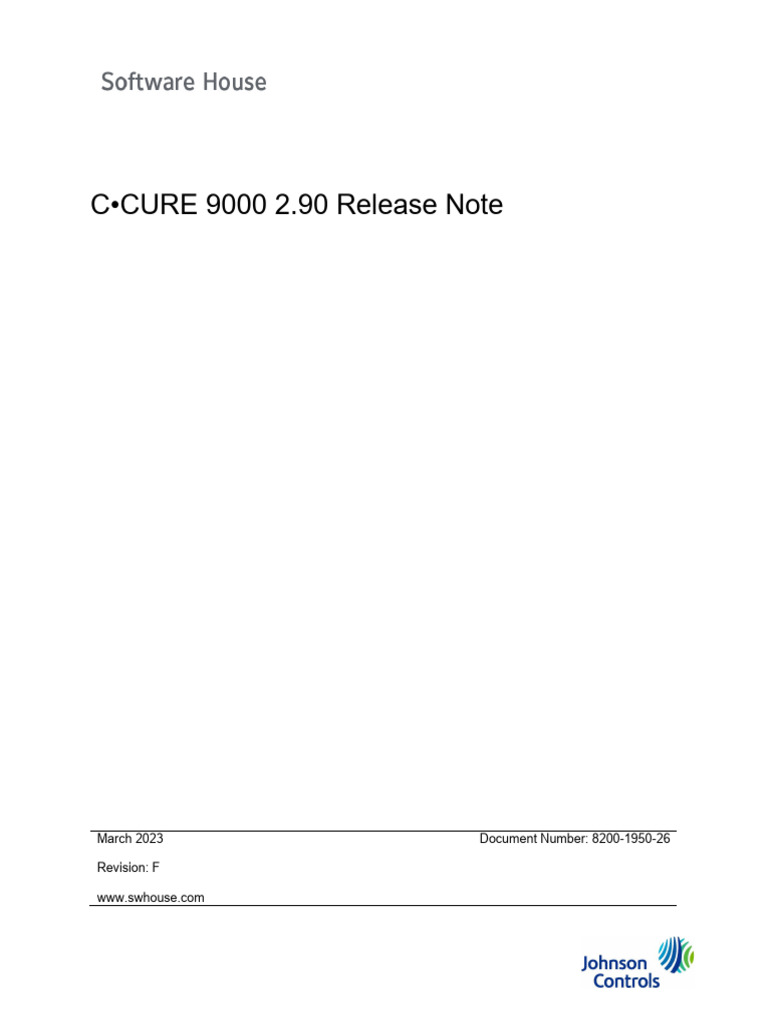 2.90 C CURE 9000 Release Note PDF Installation Programs
