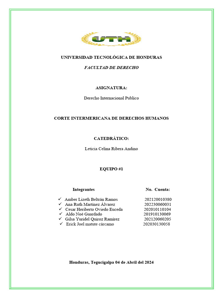 Informe de La Corte Interamericana de Derechos Humanos | PDF | Convenio ...