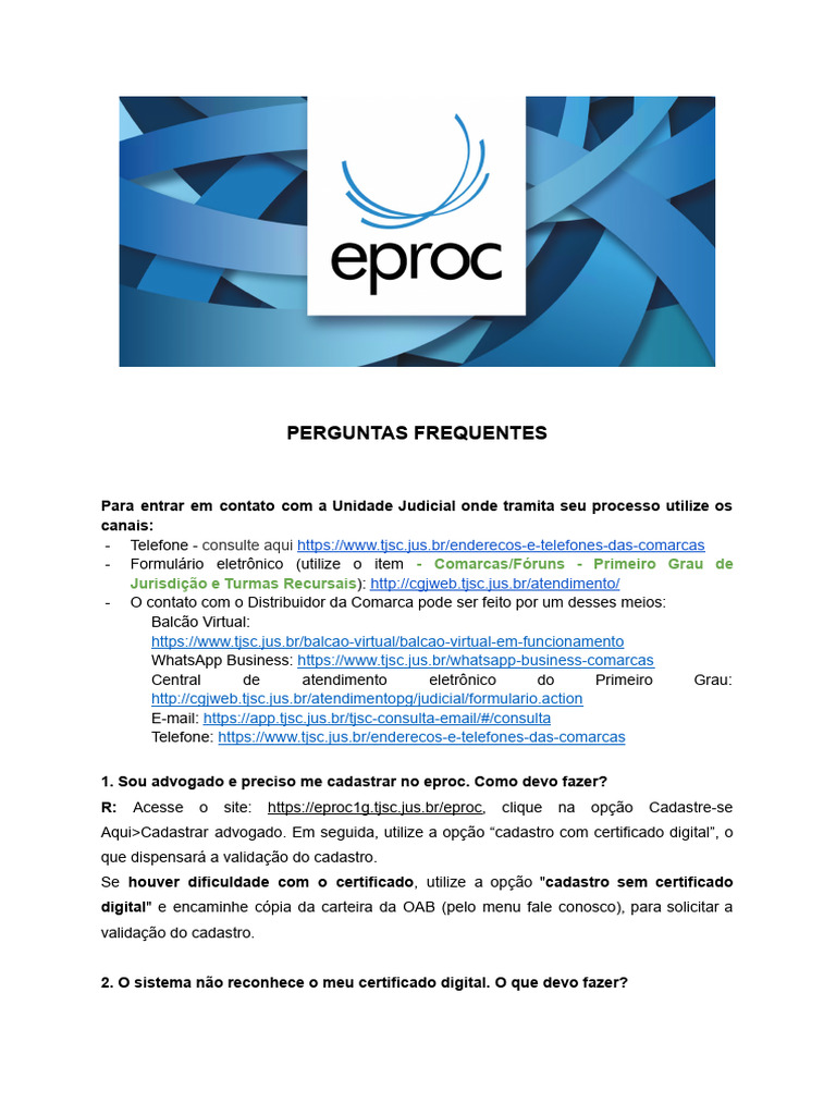 Cadastro e Acesso ao eproc 2G | PDF | MP3 | Advogado