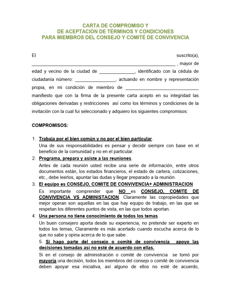 Carta de Compromiso | PDF | Negocios | Finanzas y dinero