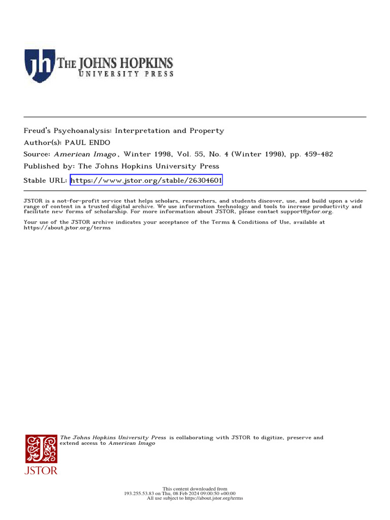 Freud's Psychoanalysis and Ownership | PDF | Sigmund Freud | Psychoanalysis