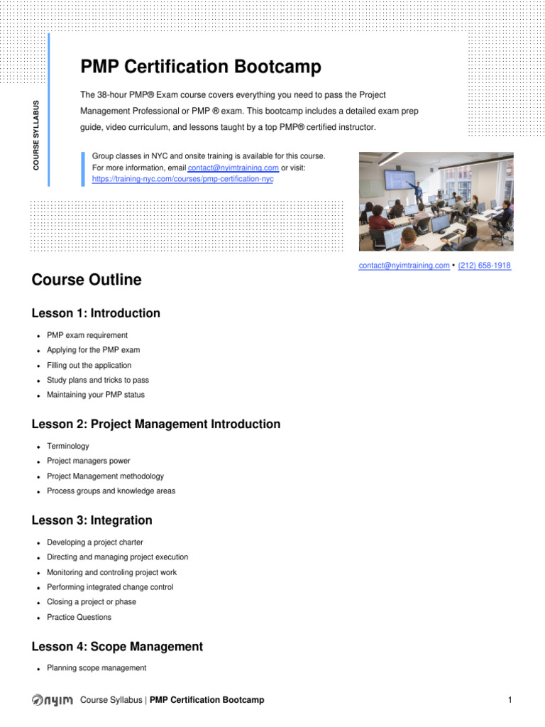 PMP Certification Bootcamp Syllabus | Download Free PDF | Project