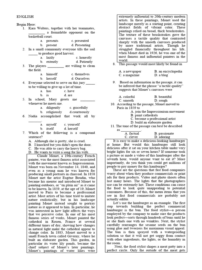 English 1 40 pdf claude monet helicopter