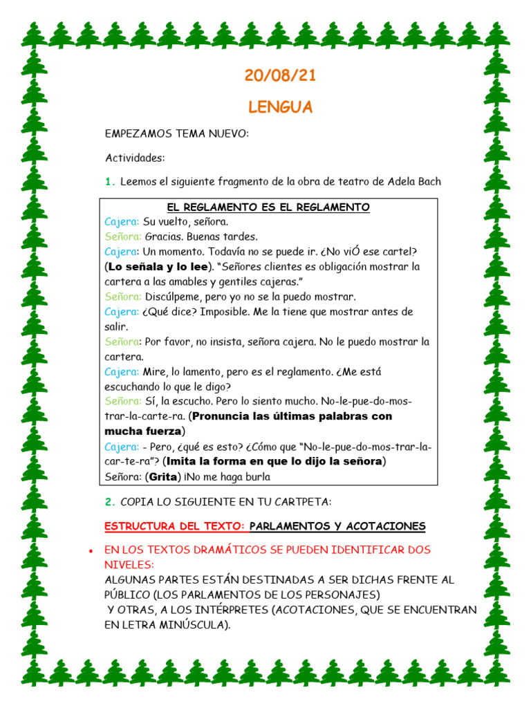Actividades sobre "El reglamento es el reglamento" | PDF