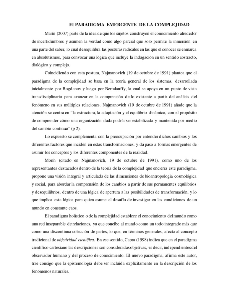 Paradigma de Complejidad en el Conocimiento | PDF | Complejidad | Paradigma