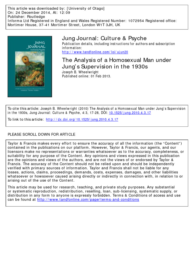 The Analysis of A Man Under Jung's Supervision in The 1930s ...