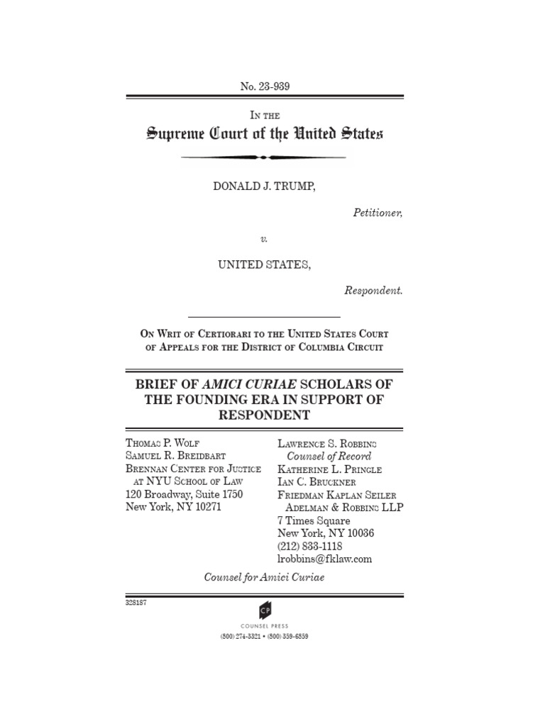 Amicus Brief on Trump's Immunity Claim | PDF | American Government ...