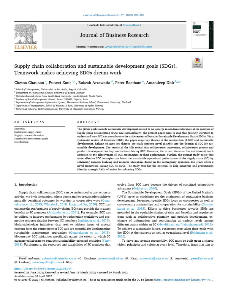 Supply Chain Collaboration for SDGs | PDF | Sustainability | Innovation