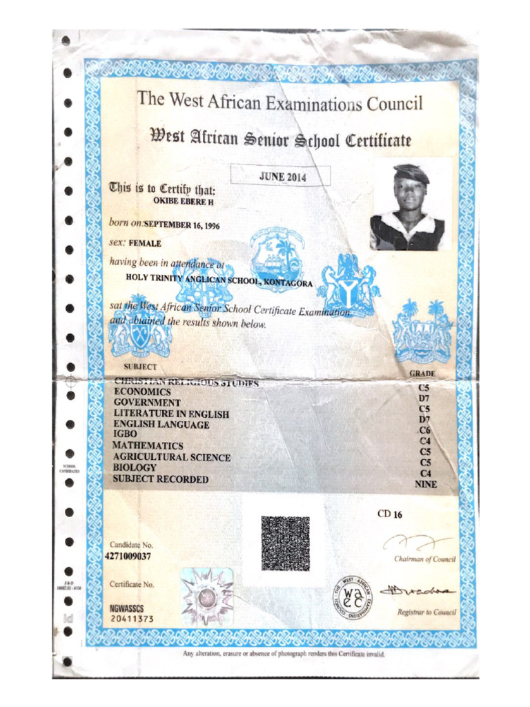 THE WEST AFRICAN EXAMINATIONS COUNCIL visual data 4