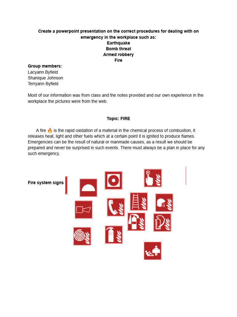 powerpoint presentation on the correct procedures for dealing with fire