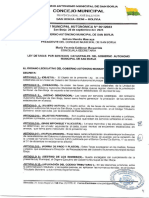 Ley Municipal Autonómica Nº 261 de 26 de septiembre de 2023 del Gobierno Autónomo Municipal de San Borja_ TASA POR SERVICIOS CATASTRALES