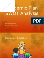 Academic Plan SWOT Analysis: Krista Openshaw November 11, 2011